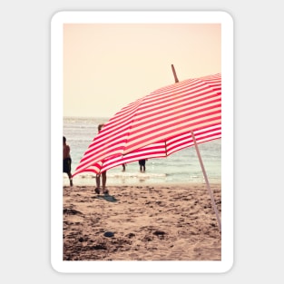 Red Striped Summer Beach Umbrella Sticker